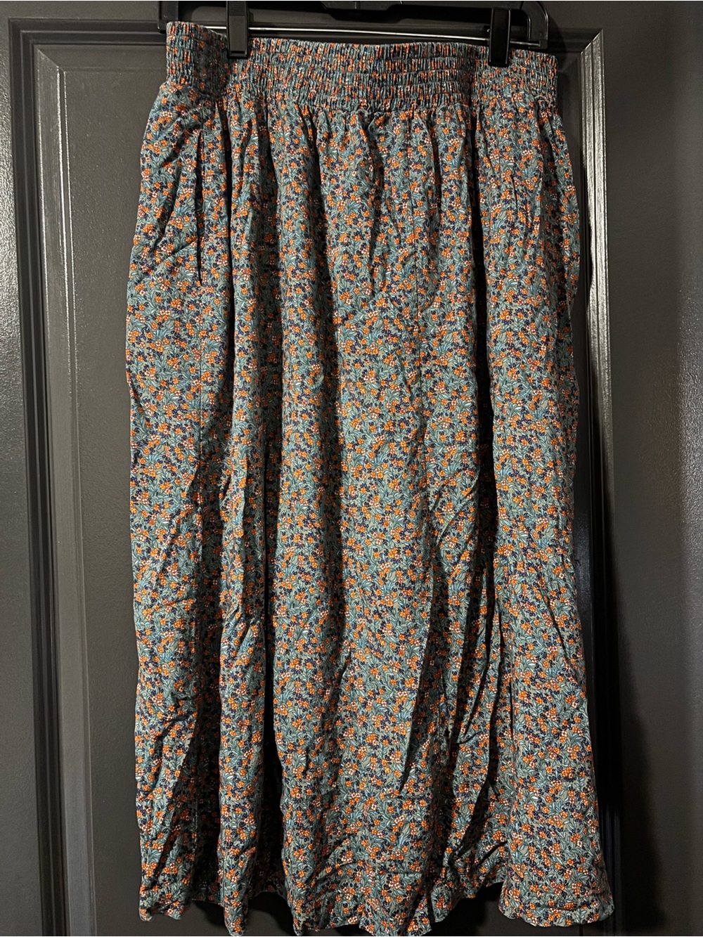 croft & barrow Blue Floral Maxi Skirt with Orange Accents